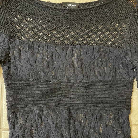 Bebe Black Lace Knit Sweater - Picture 2 of 5